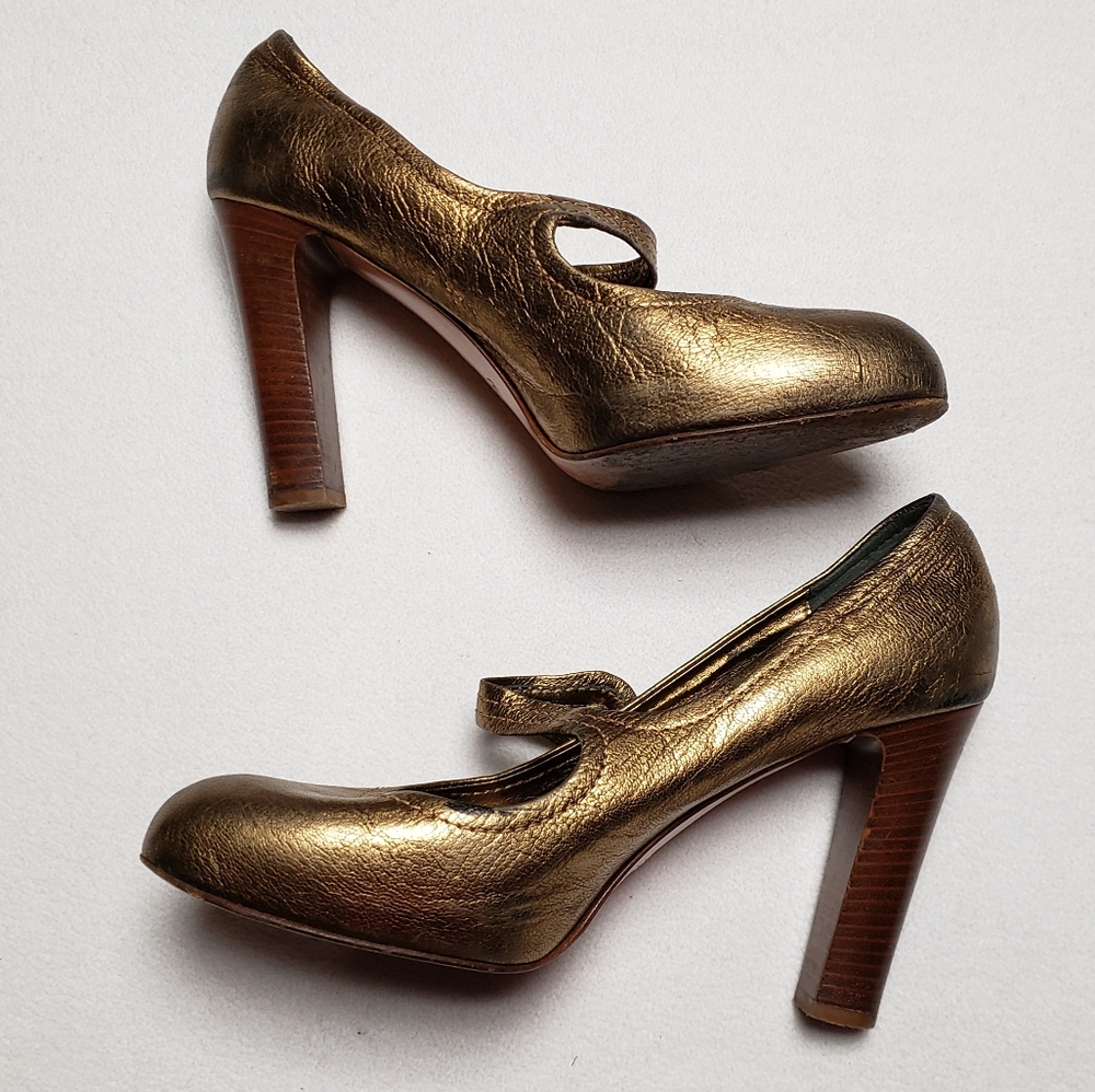 Gold Coach heels pumps dress party shoes - Picture 2 of 8